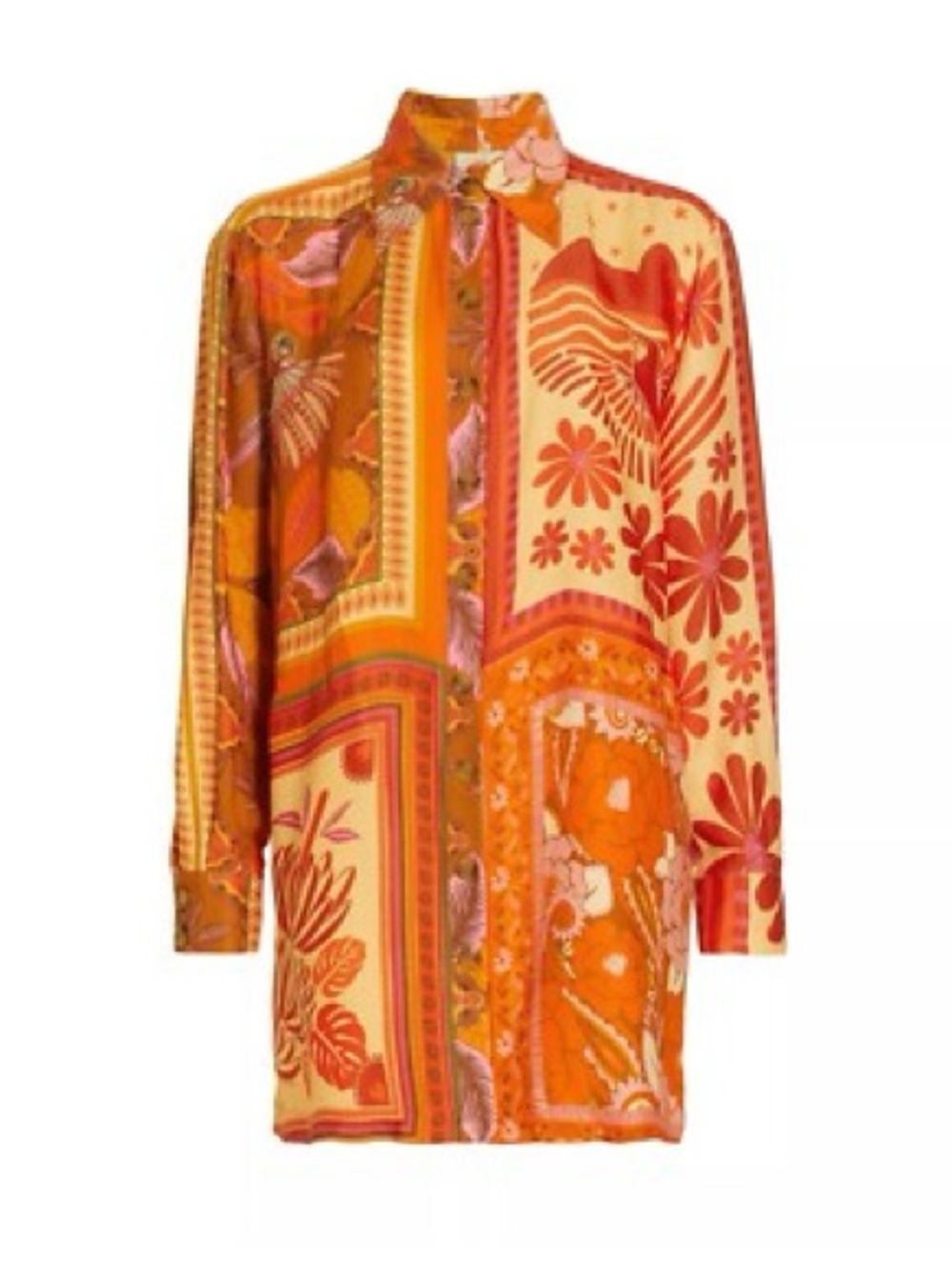 Anthropologie Tropical Farm Rio Floral Button-Down Size XL Mini Shirt Dress - Picture 5 of 11